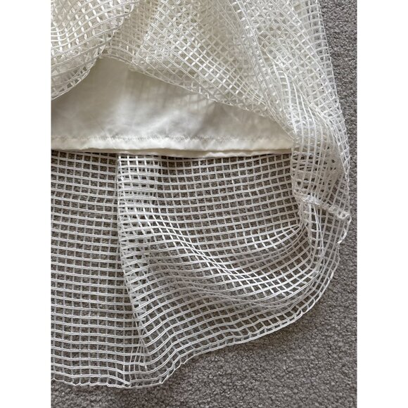 Who What Wear White Mesh Overlay Midi Skirt Polyester Shell & Lining Size 6 - Picture 7 of 9